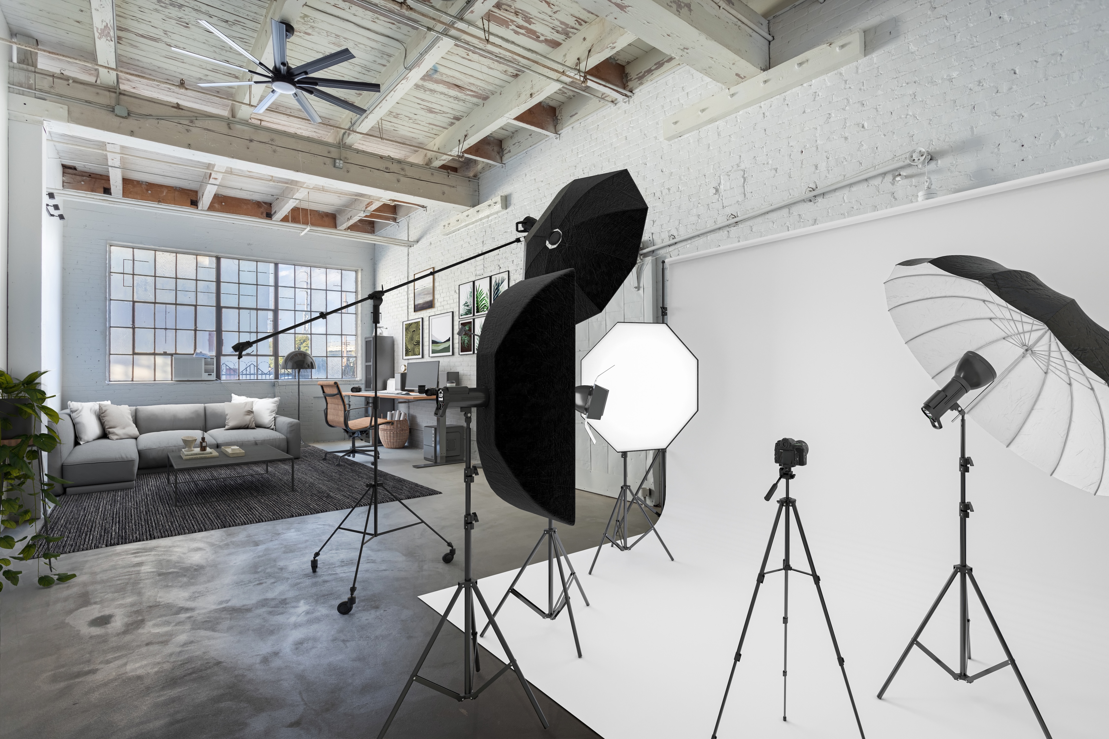 photo shoot set-up in apartment rendering