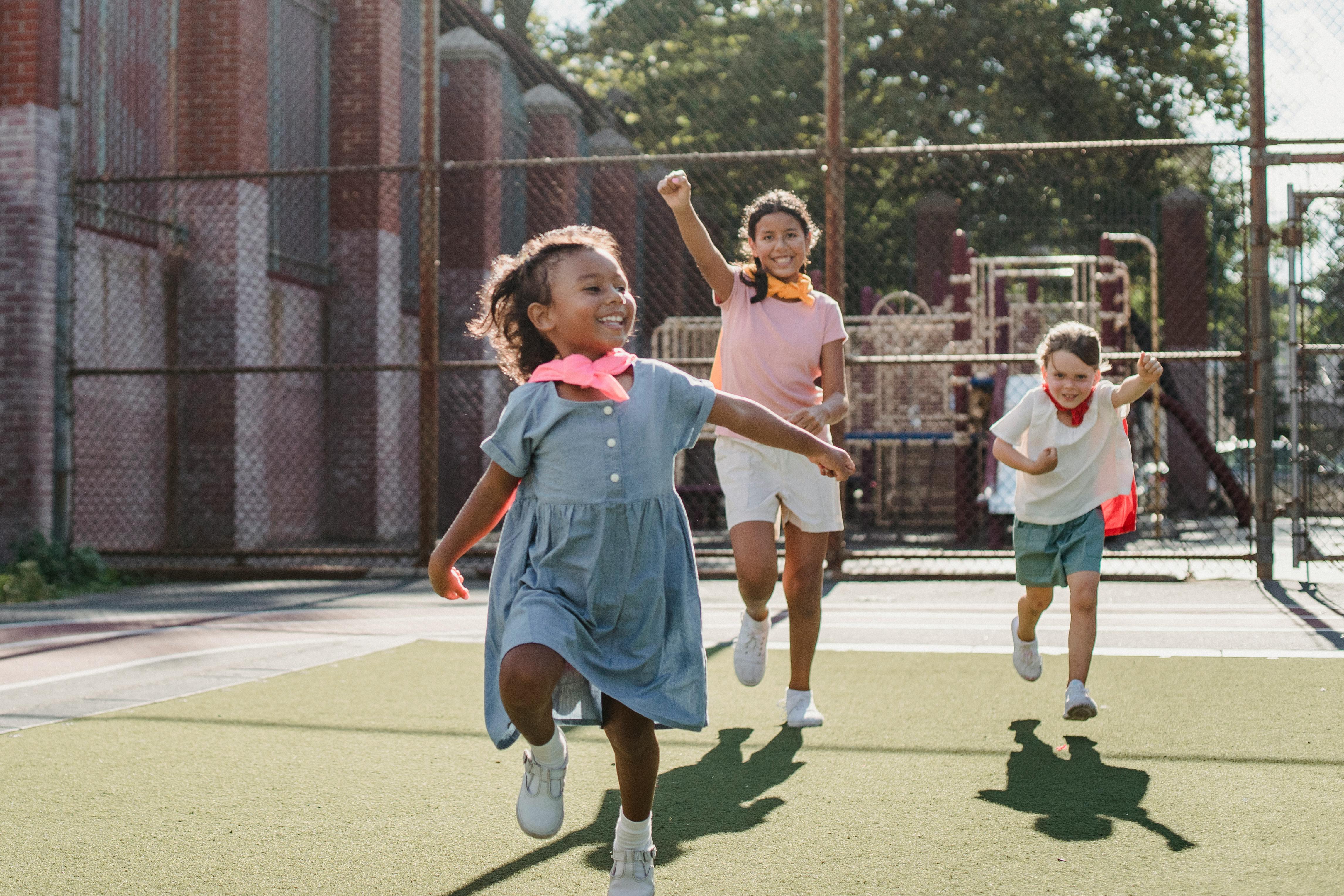 kids running stock image