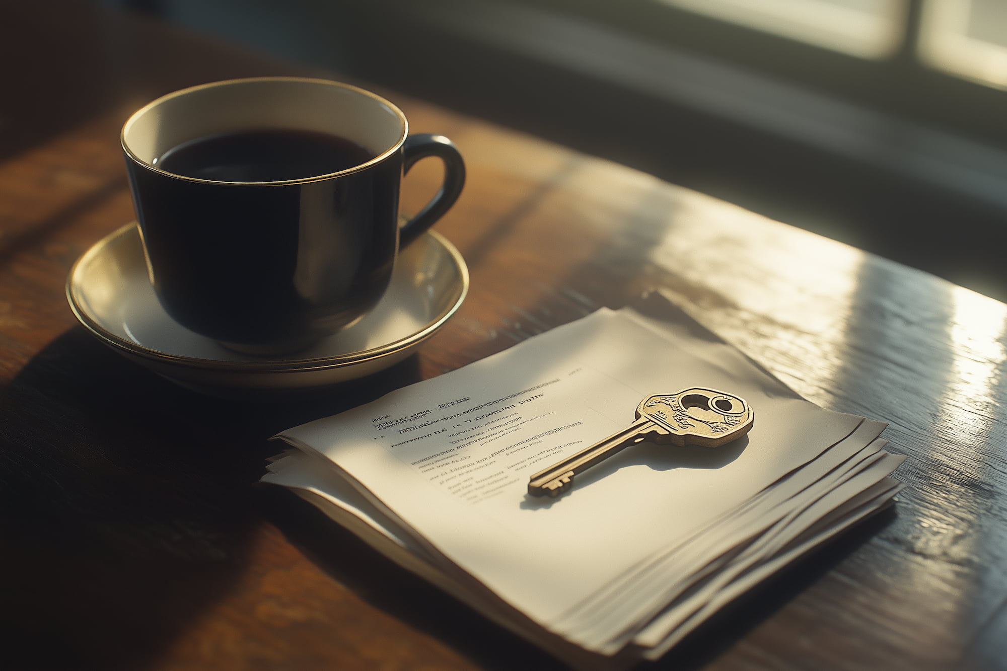 Editorial illustration of the keep or sell the house decision in a California divorce, weighing the marital home against liquid assets and the capital gains tax hidden in its value.