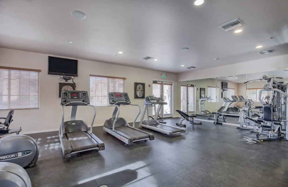 Fitness center with workout machines and equipment