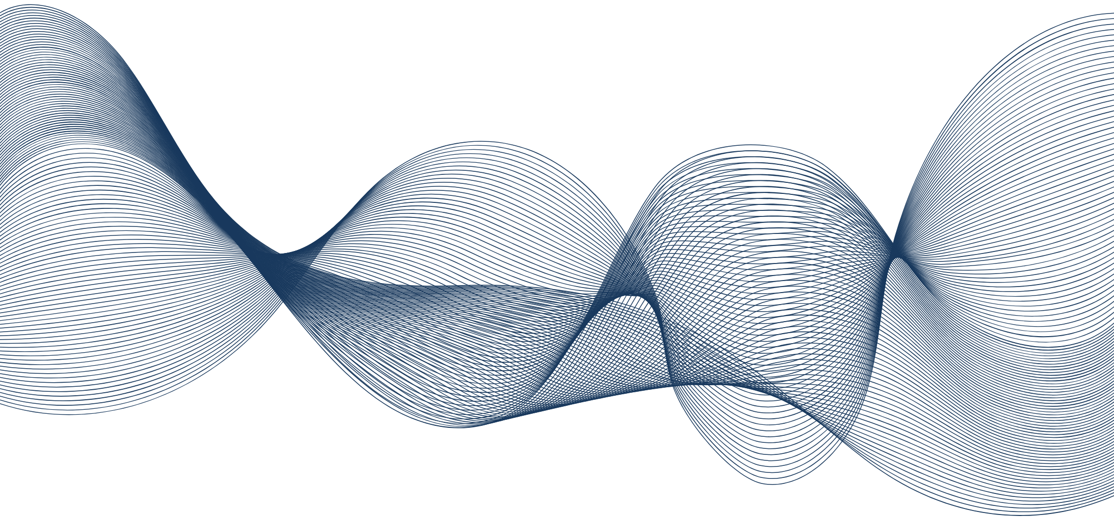 Dark blue abstract waves made of fine curved lines on a black background.