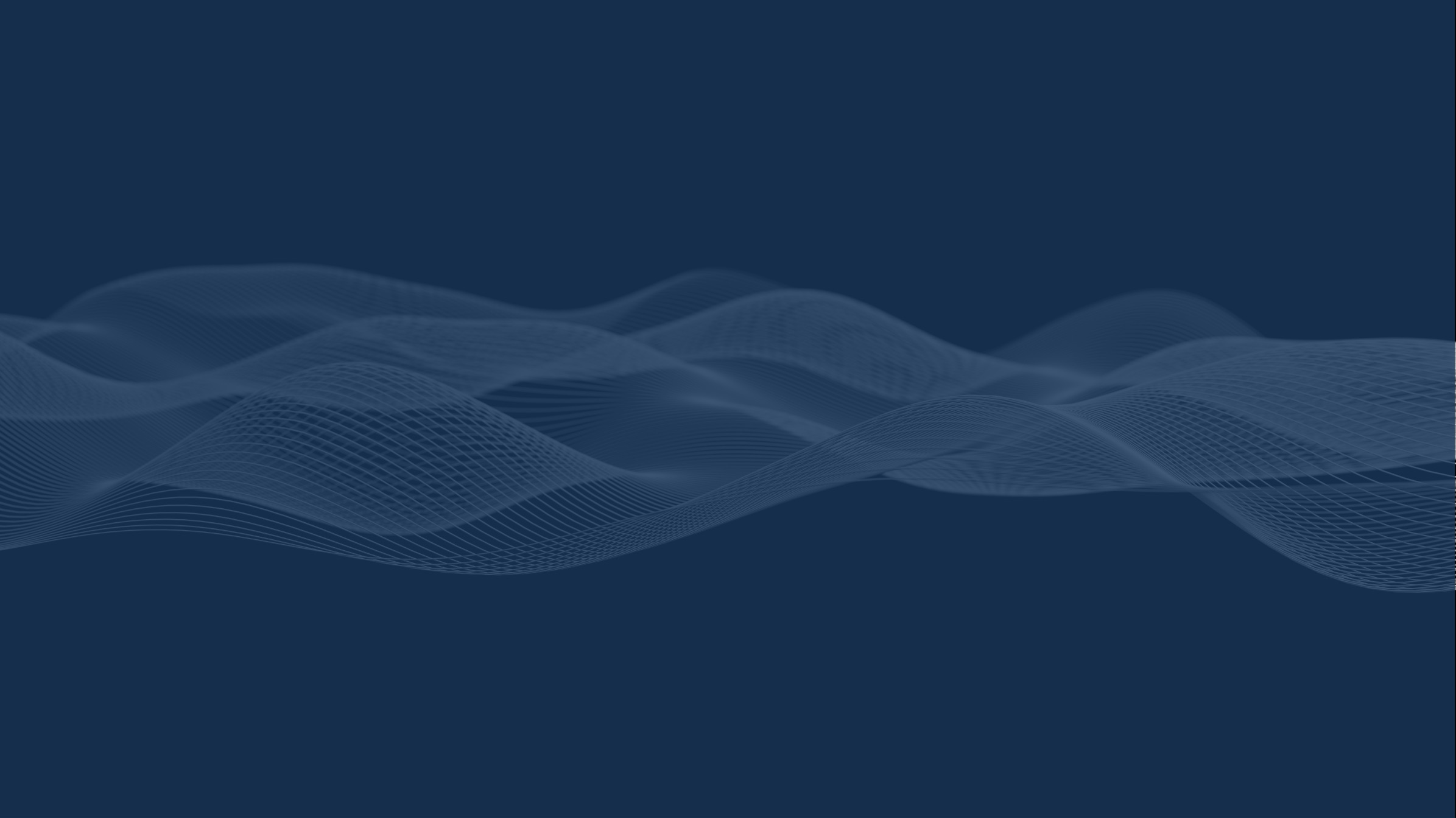 Blue background with flowing, translucent wave-like mesh lines forming abstract curves.