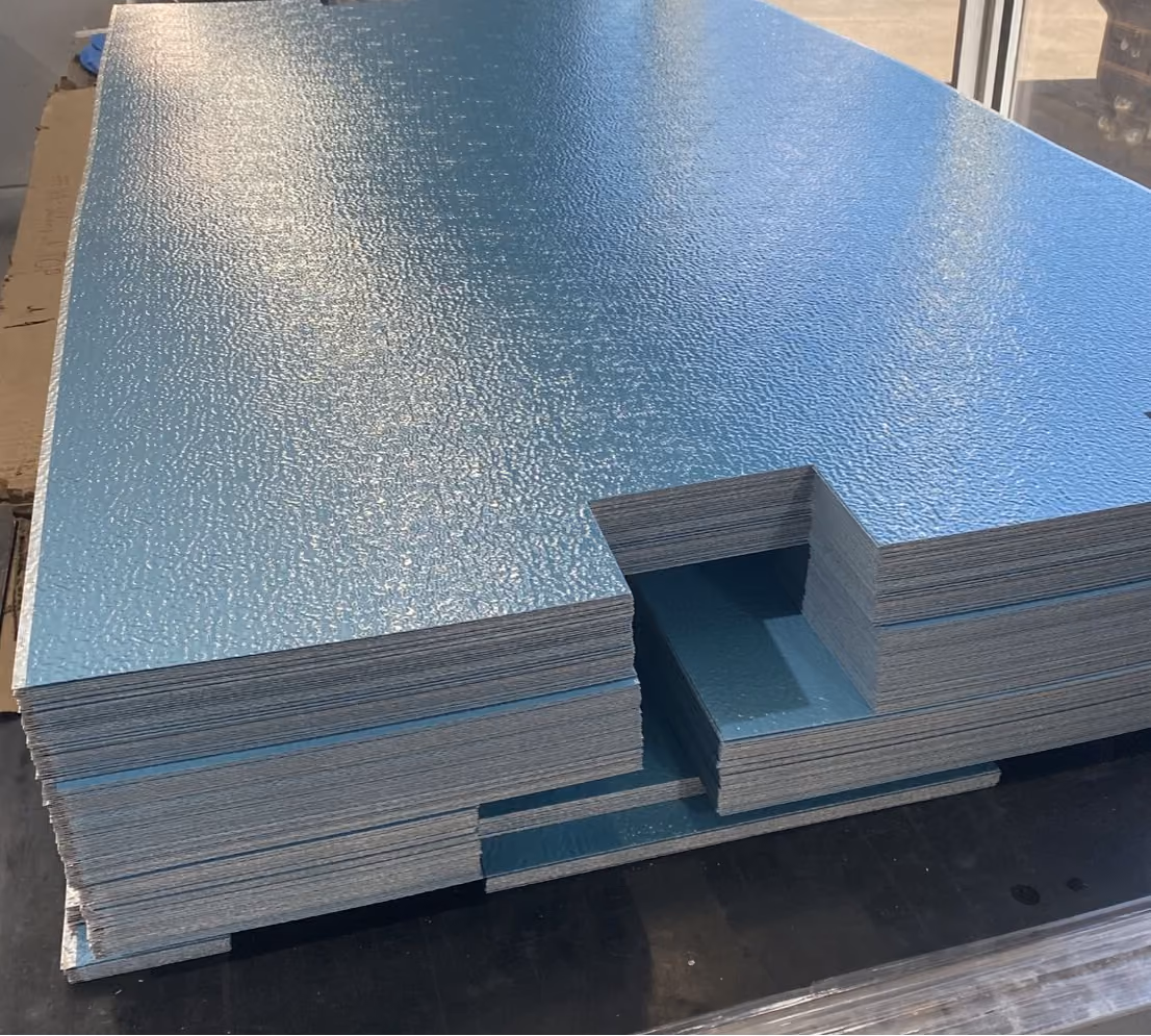 Stack of textured insulation panels.