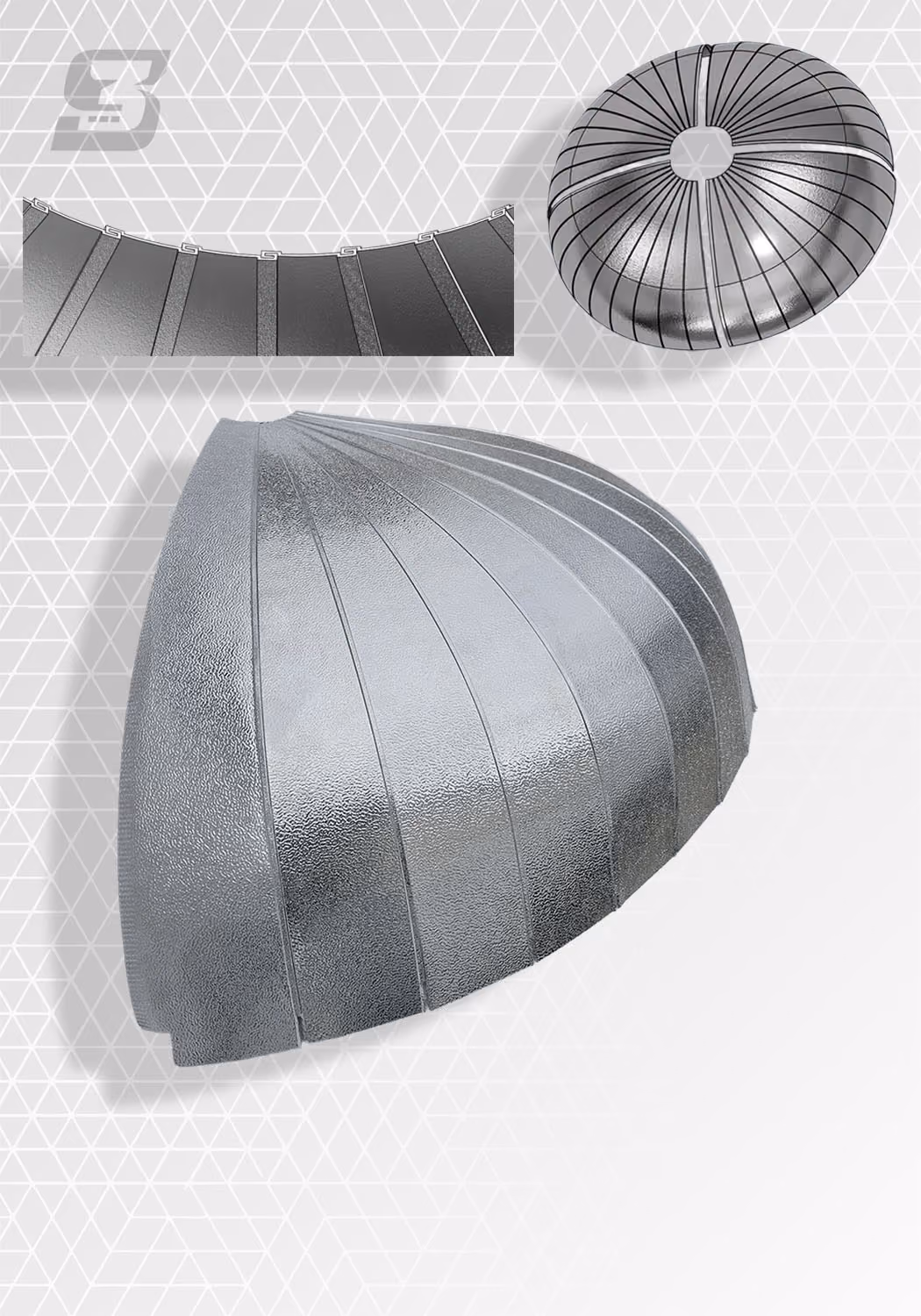 Evo vessel head product card featuring pre-assembled fractional sections and the lock seam.