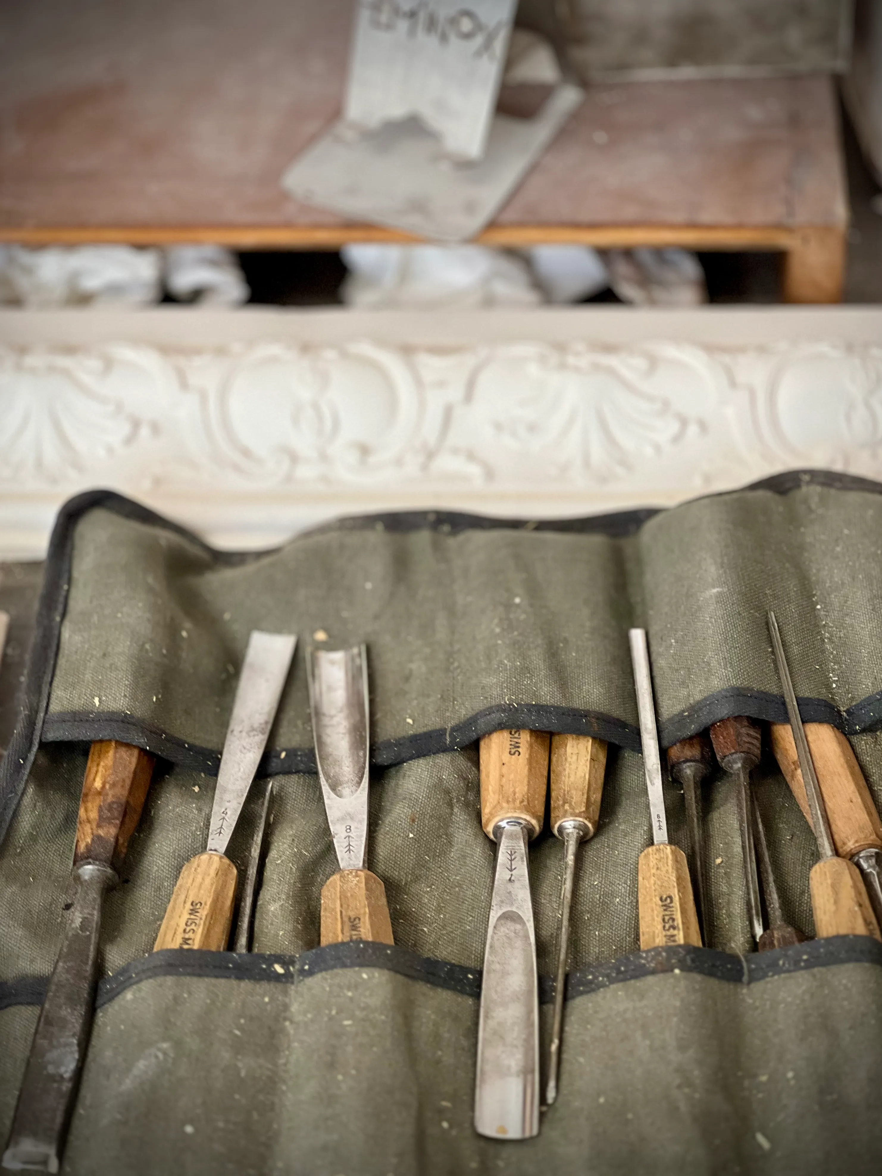 Détail de plâtrerie artisanale réalisée par Staff Baumann