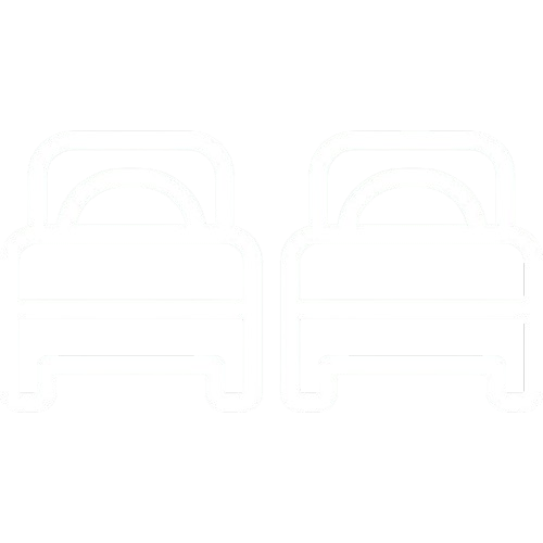 Icon of two single beds side by side representing a double bed setup.