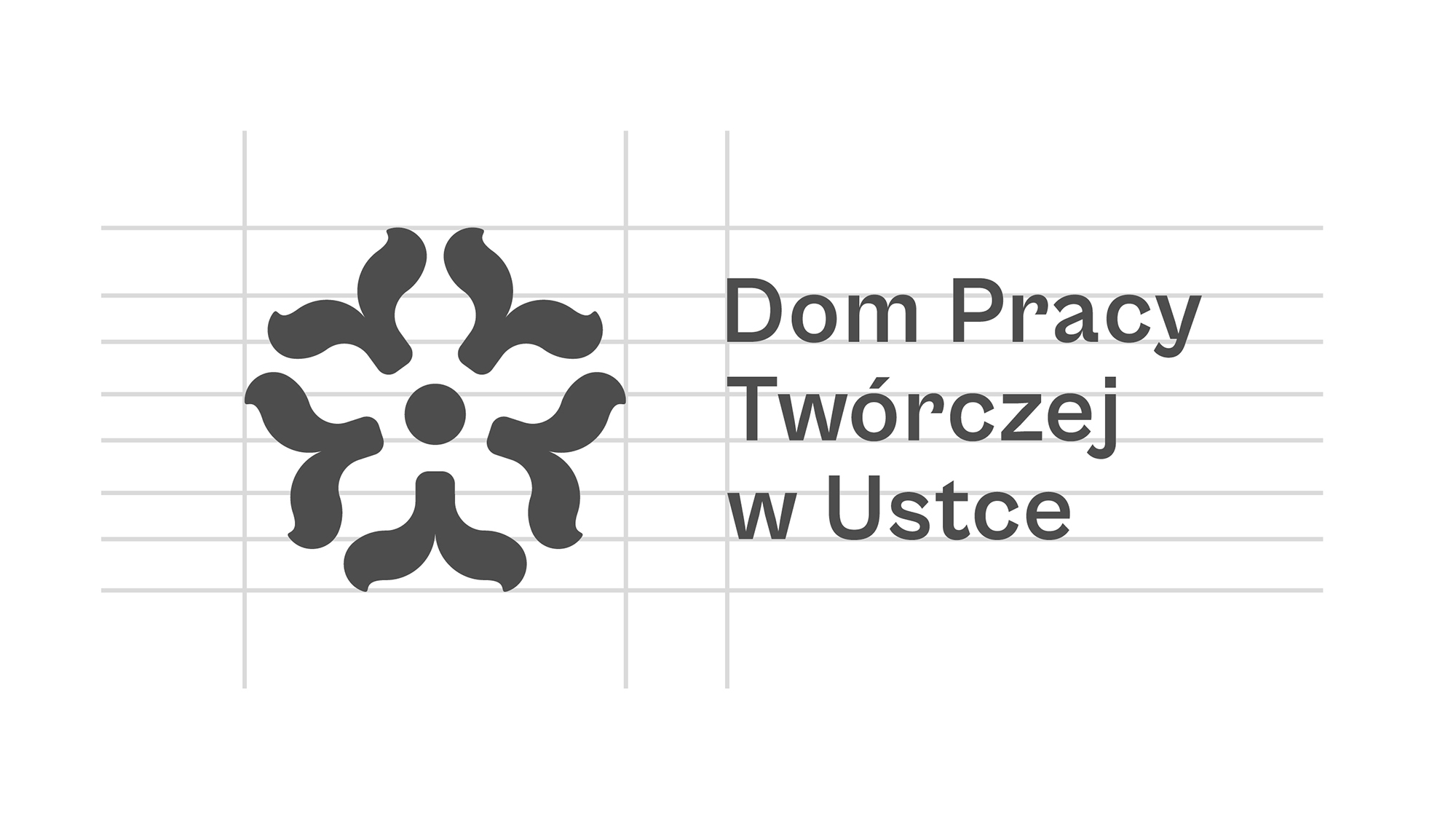 Logo de l'organisme en noir et blanc avec tracés de construction