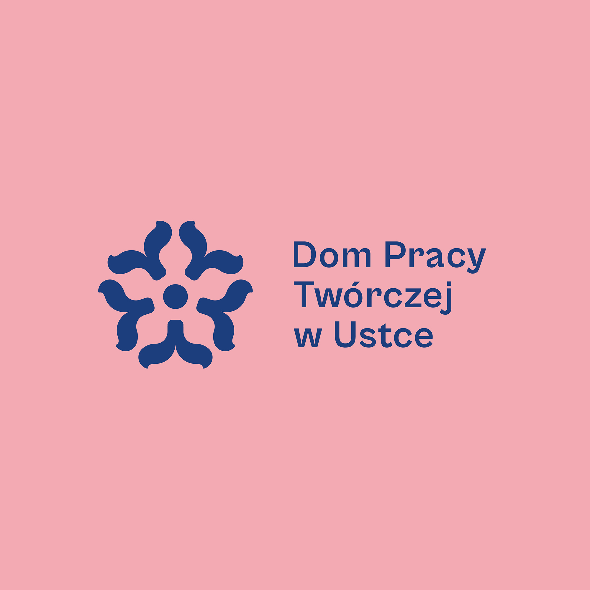 Logo de l'organisme bleu sur fond rose