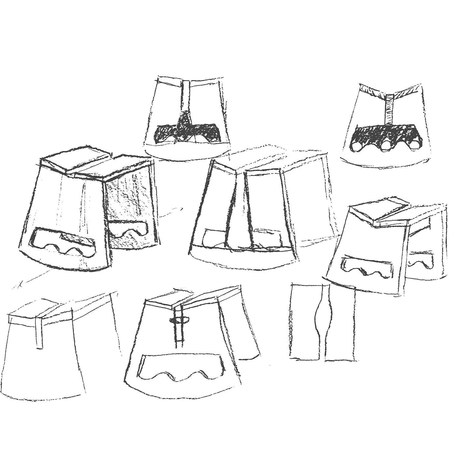 Croquis de recherche du tabouret