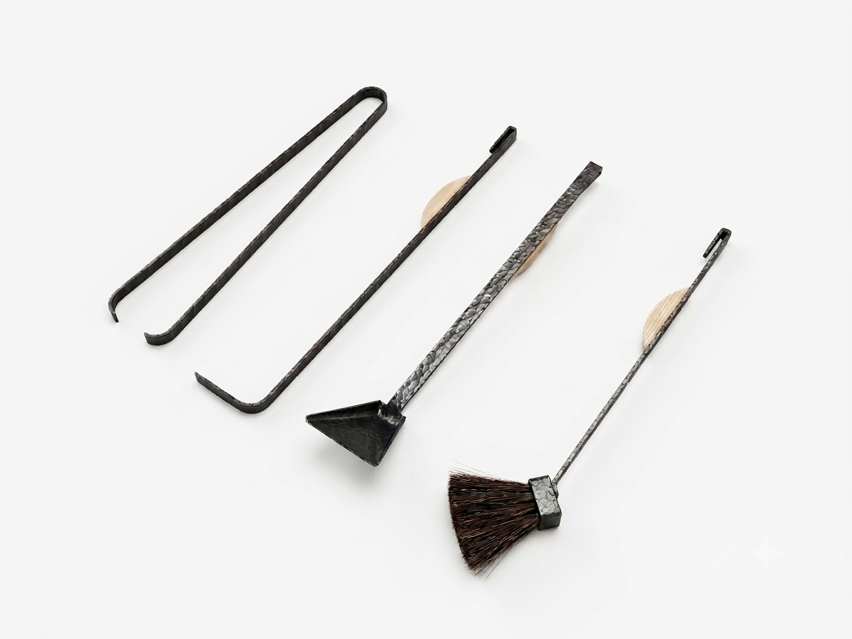 Ensemble des quatre ustensiles alignés au sol