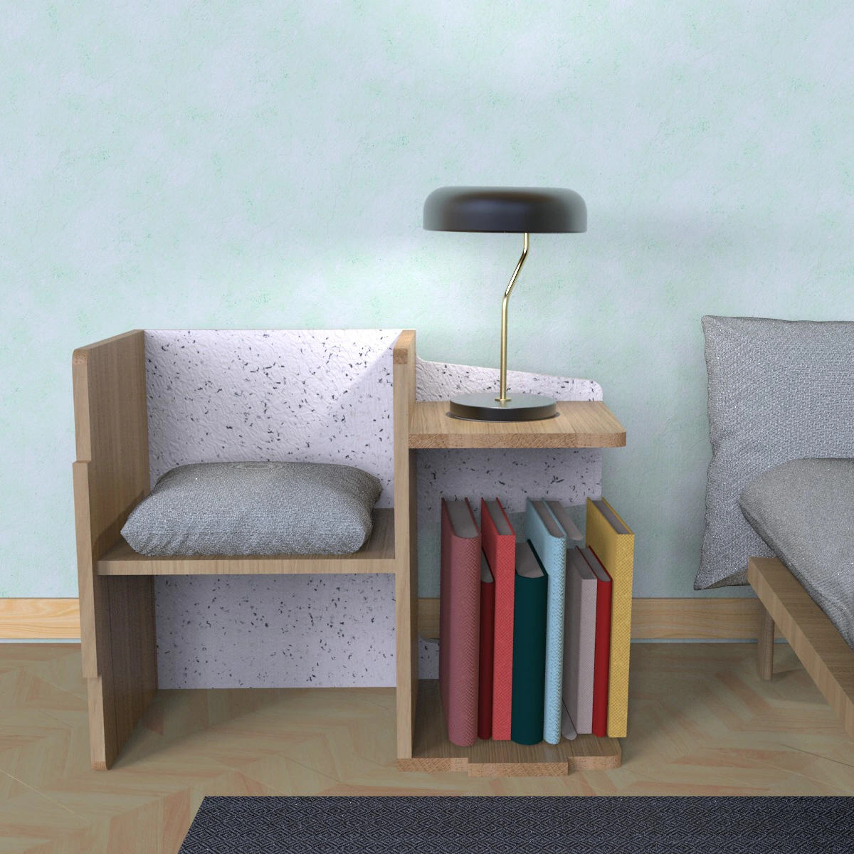 Rendu du mobilier modulable sous la forme d'une table de chevet