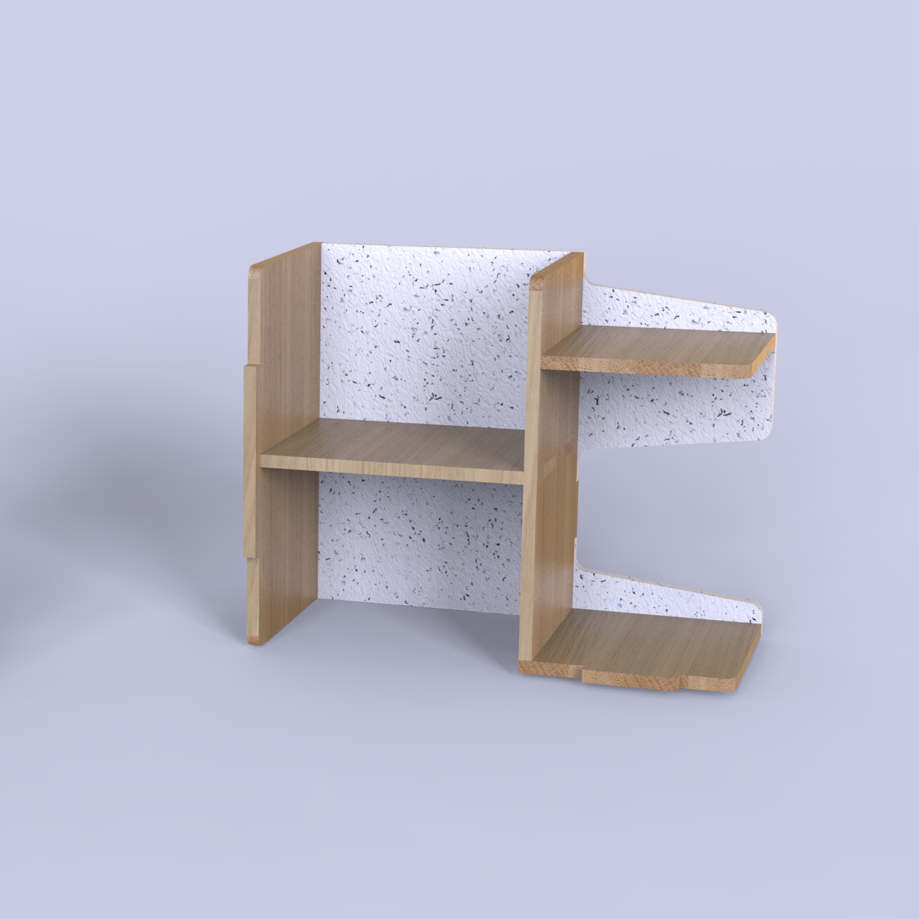 Rendu sur fond blanc du mobilier modulable sous la forme d'une table de chevet