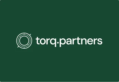 Logo of torq.partners with circular lines symbol and white text on dark green background.