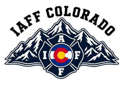Colorado Professional Fire Fighters emblem with a mountain outline and a stylized fire service Maltese cross.