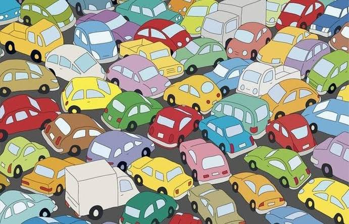 Illustration d'un embouteillage de voitures colorées