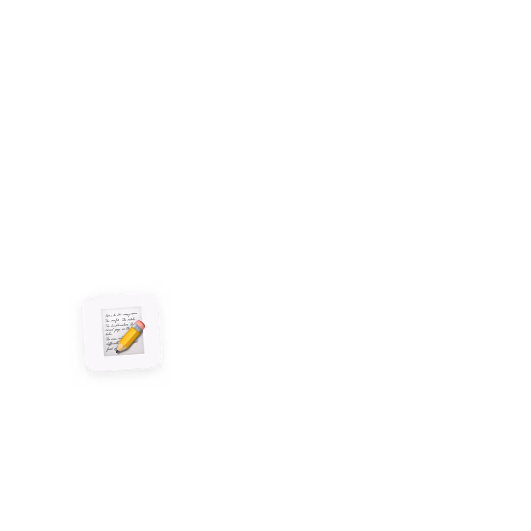Illustration of a pencil and paper with writing, symbolizing notes or writing.