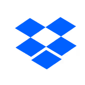 Blue Dropbox logo formed by four diamond shapes arranged in an open box pattern.