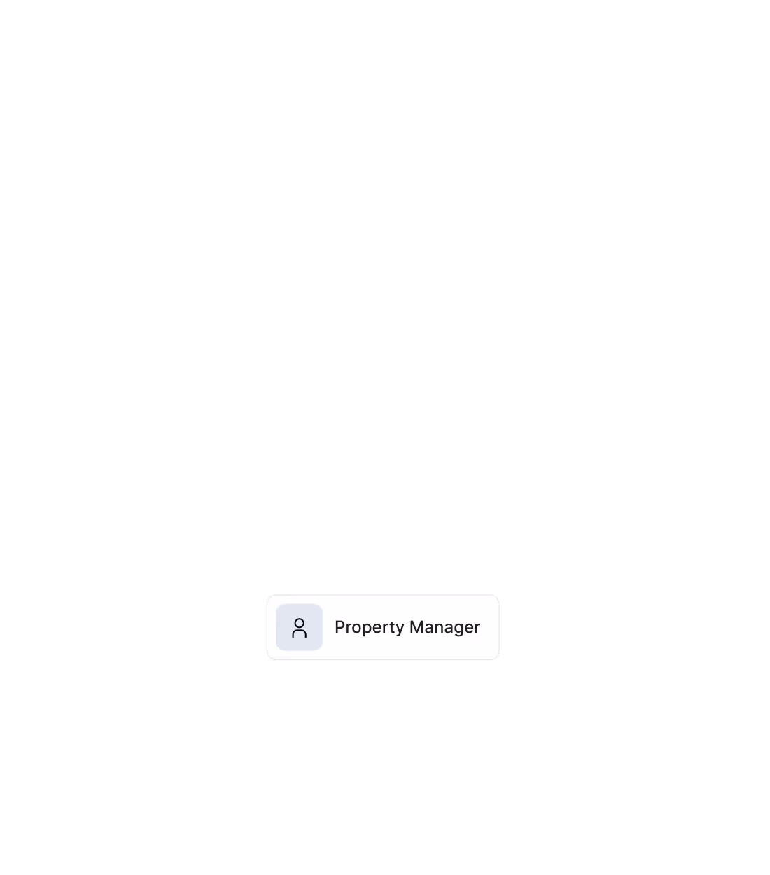 Icon of a person next to text saying Property Manager in a rounded rectangle.
