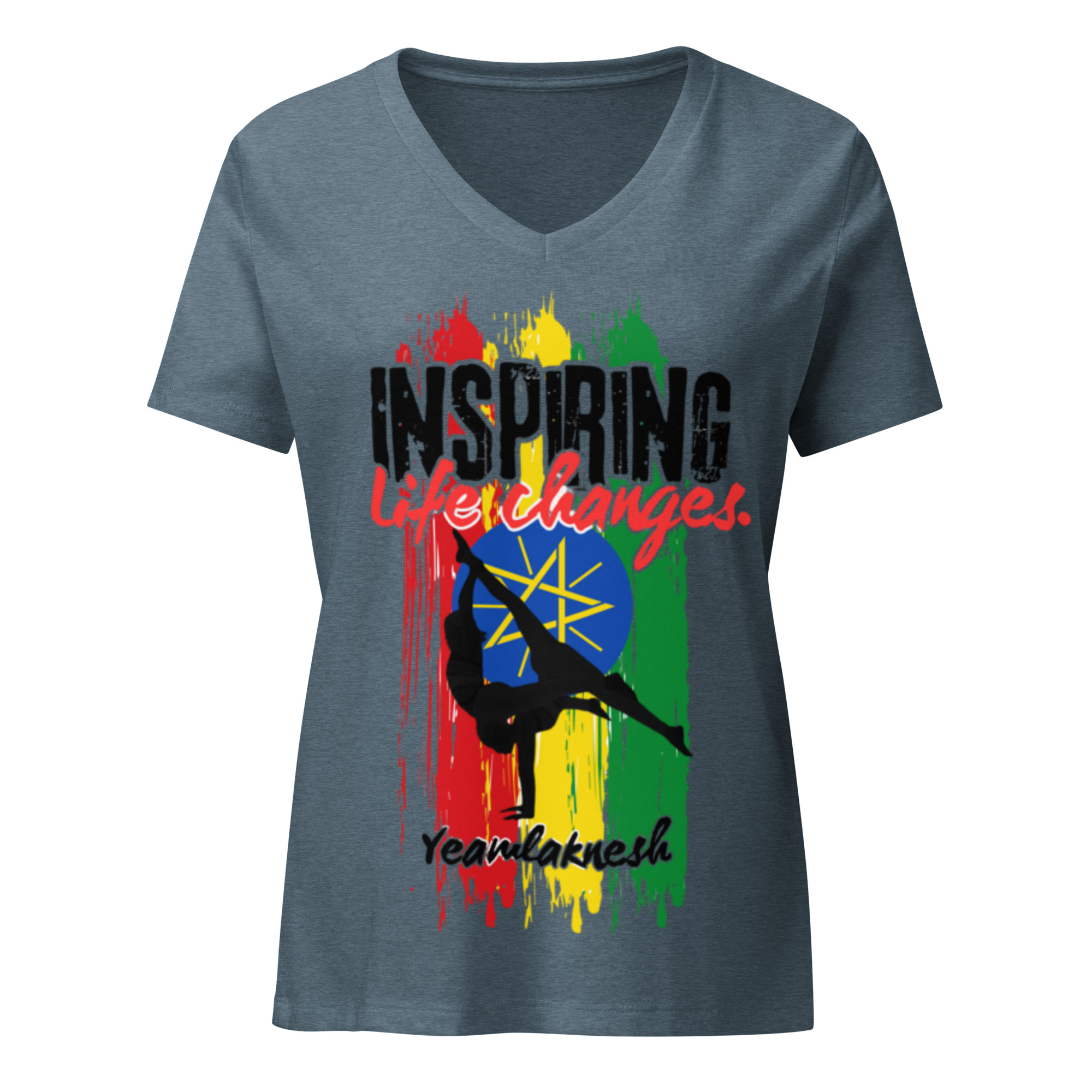 Support Yeamlaknesh women's relaxed v-neck shirt