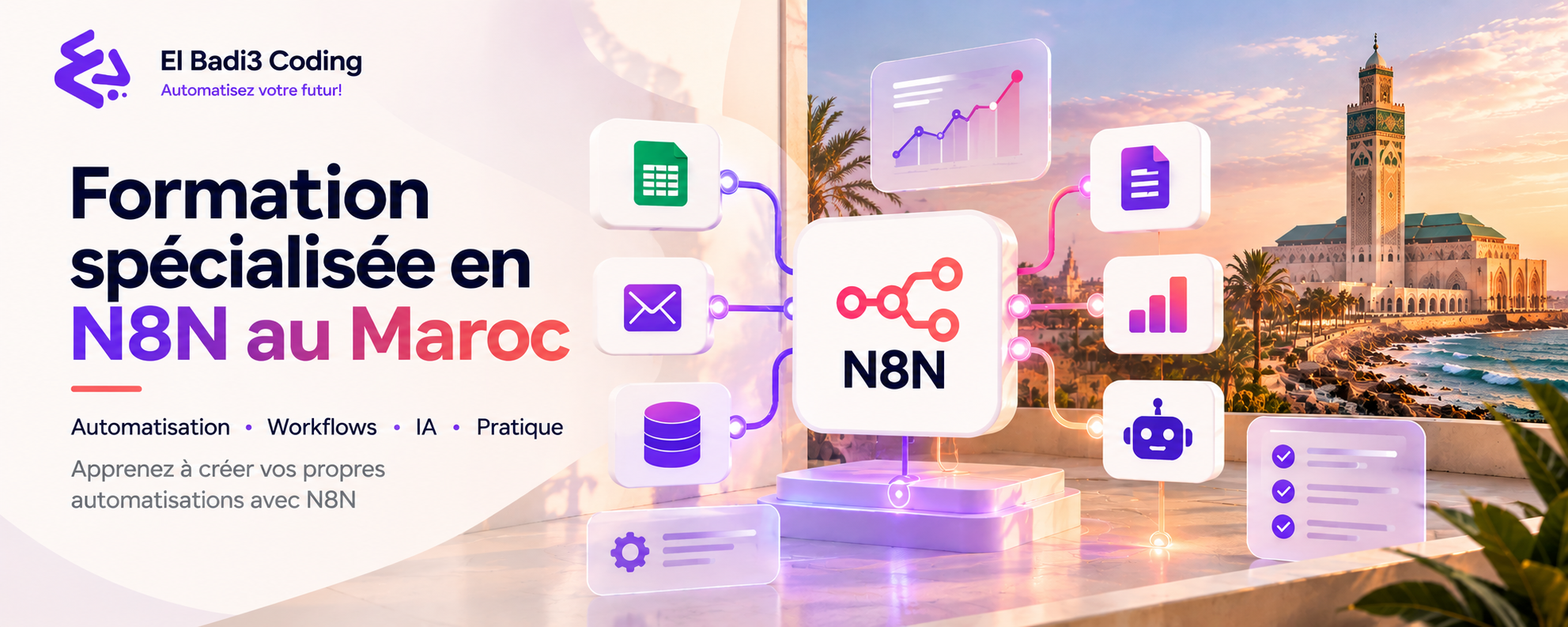 Formation spécialisée en n8n au Maroc pour apprendre l’automatisation et l’AI Automation