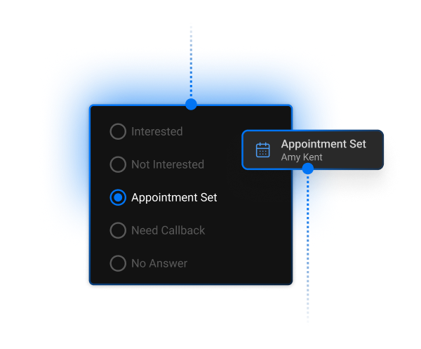 WAVV call disposition menu for logging each conversation's next step