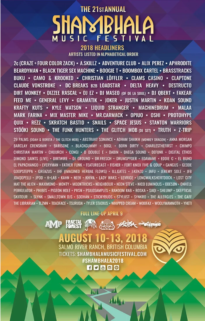 Shambhala Music Festival 2018 Lineup Poster