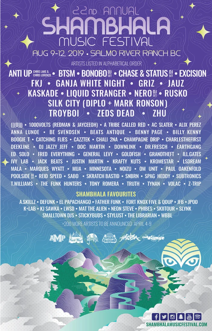 Shambhala Music Festival 2019 Lineup Poster