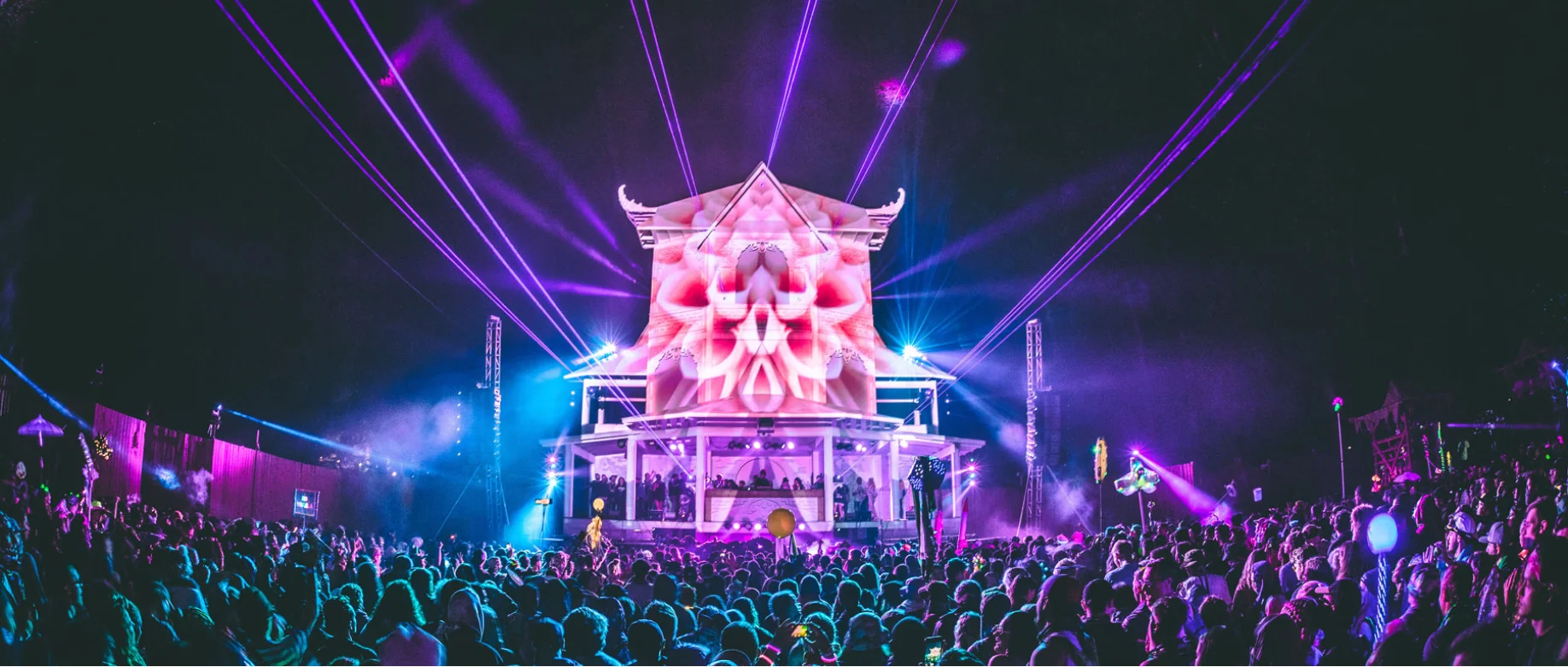 Lit up stage at Shambhala Music Festival