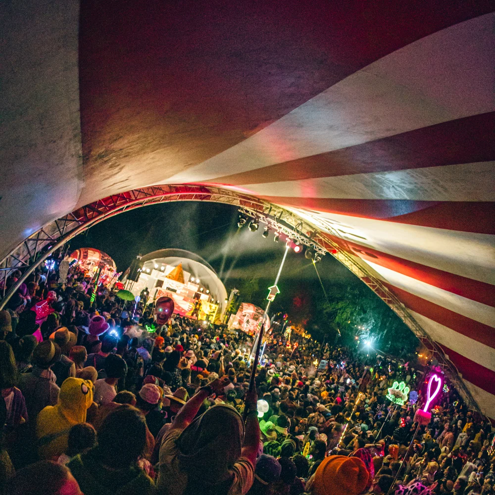 AMP Stage at Shambhala Music Festival - people enjoy EDM at the AMP Stage during Shambhala 2022