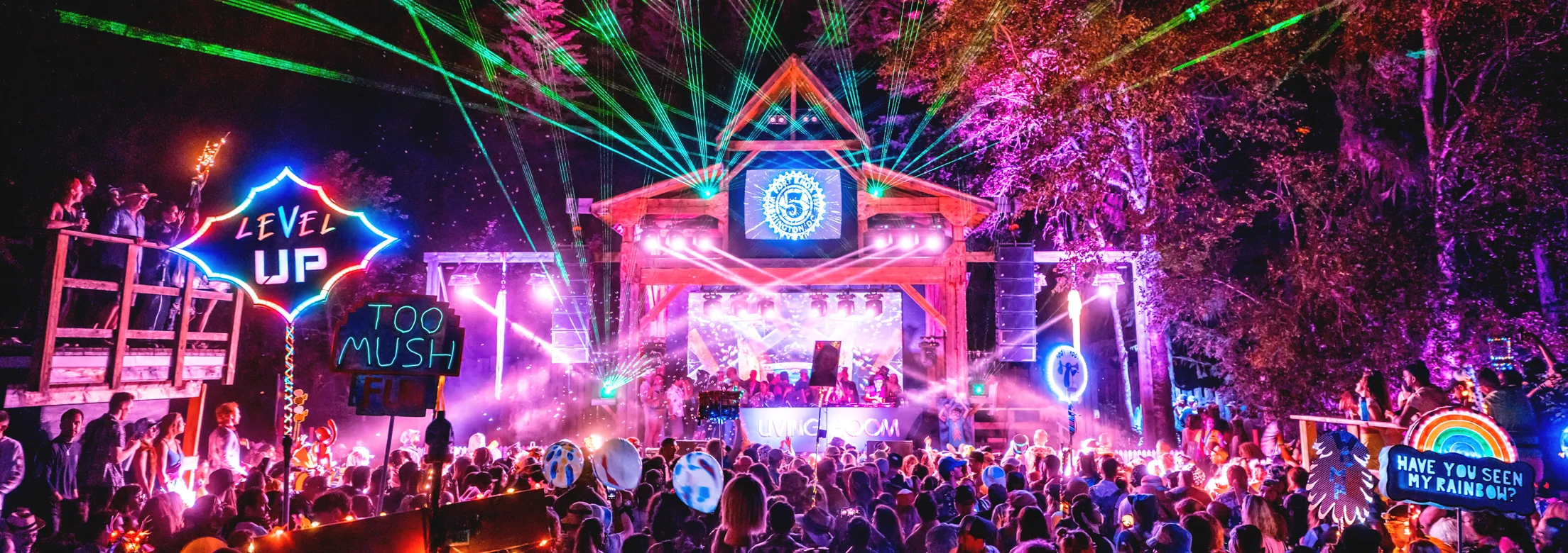 Join us under the electric forest canopy of Shambhala Music Festival 2024 - The Living Room Stage