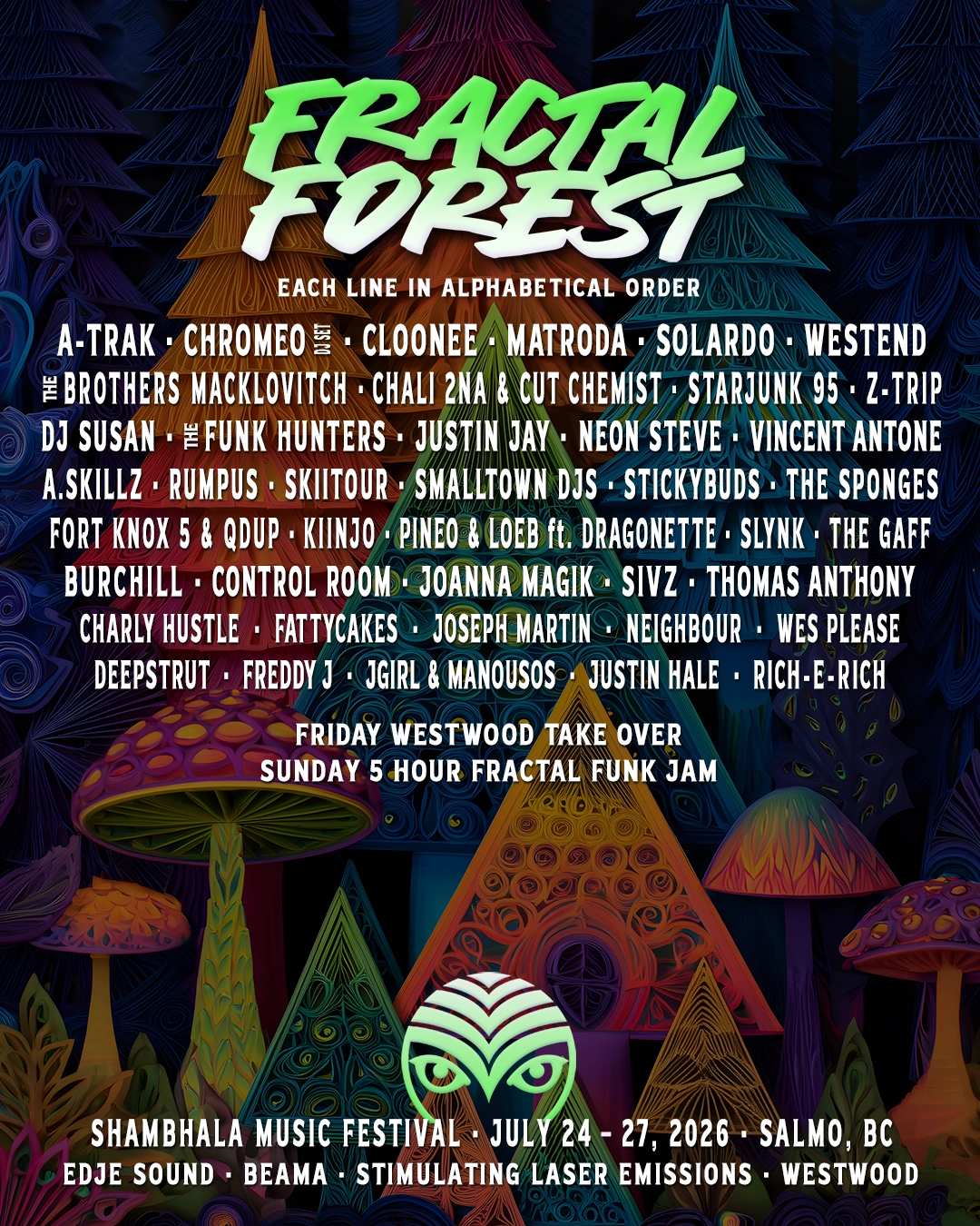 Fractal Forest stage poster - Shambhala Music Festival