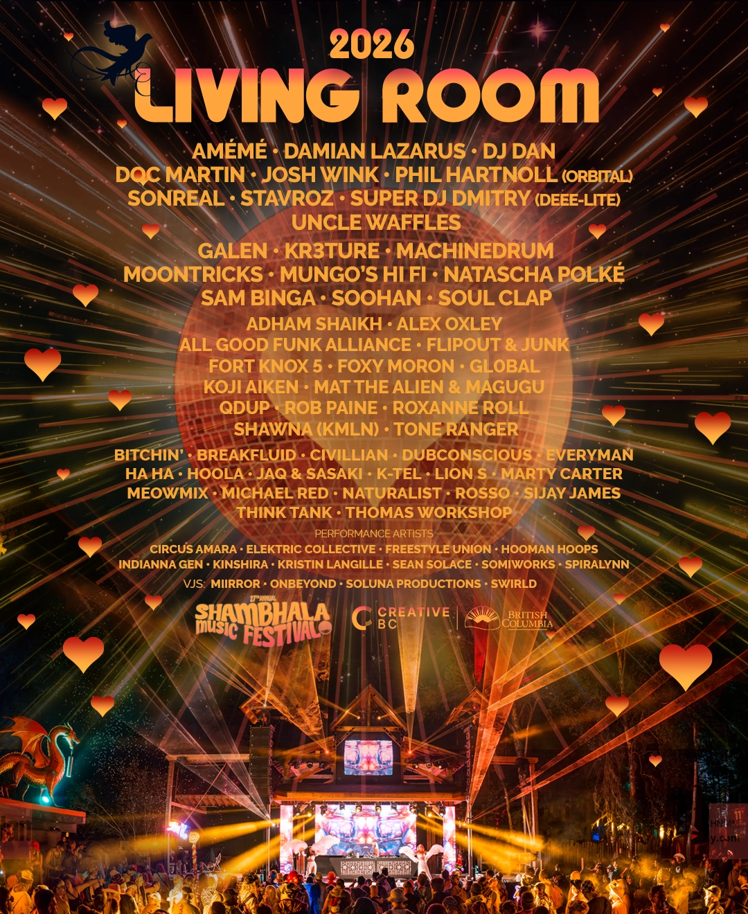 The Living Room stage poster - Shambhala Music Festival