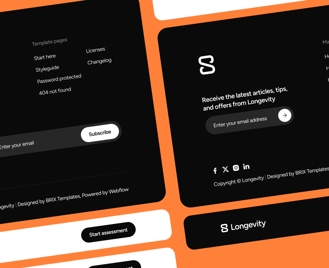 Longevity - 3 Headers Footers - Longevity Center Webflow Template | BRIX Template