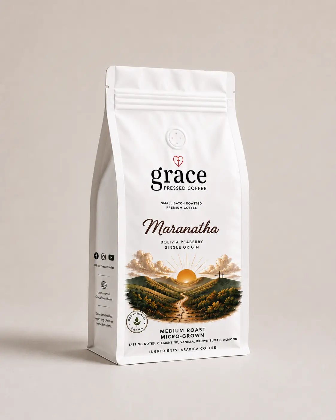 Maranatha 12 oz coffee bag, Bolivia Peaberry single origin