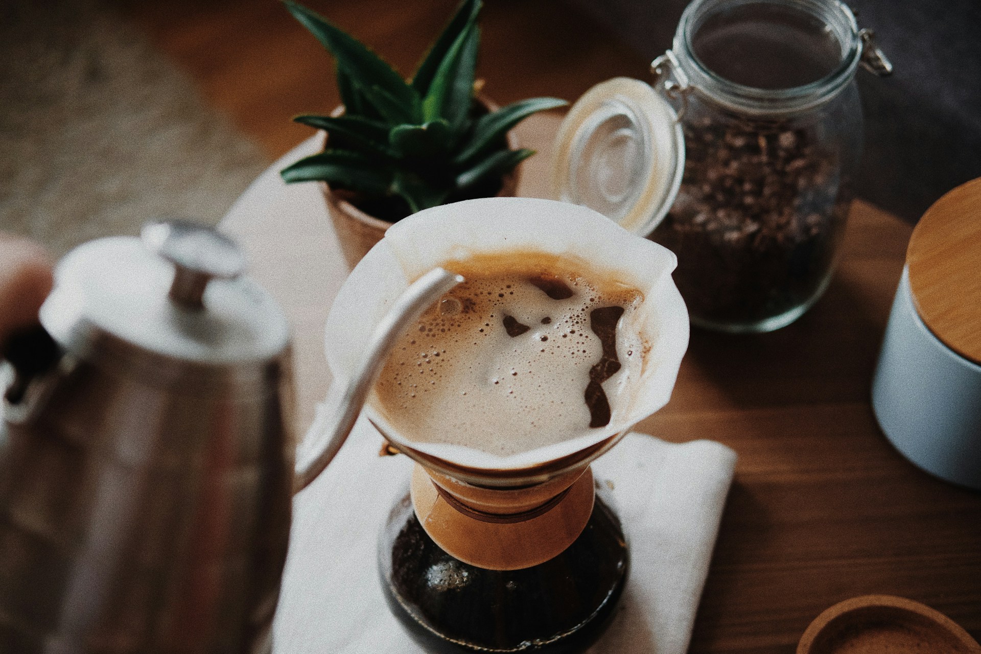 Brewing a fresh cup of coffee at home
