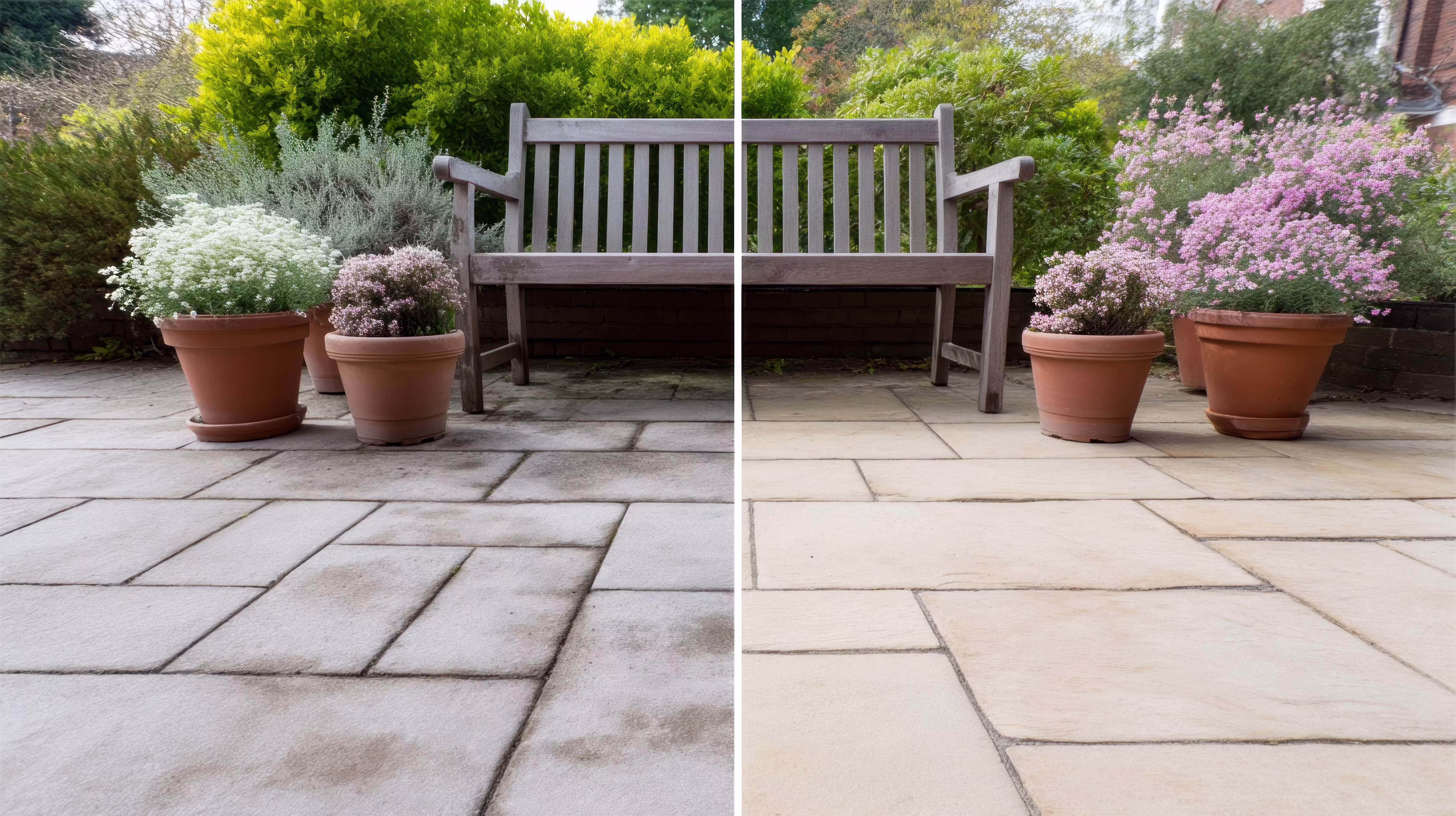 Pressure washing in a public space, surfaces to handle with care