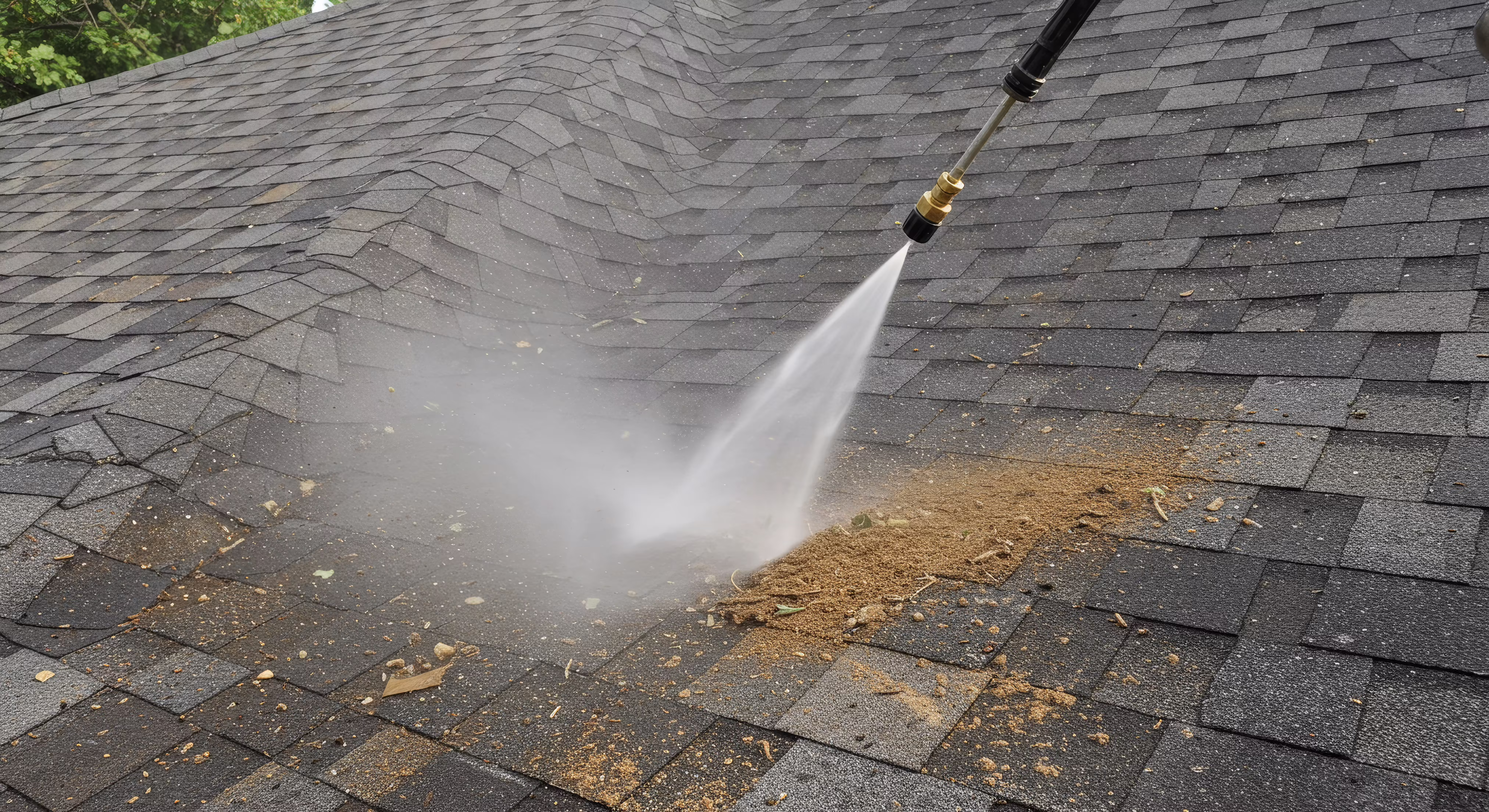 ARMA-approved soft wash on residential roof in NJ