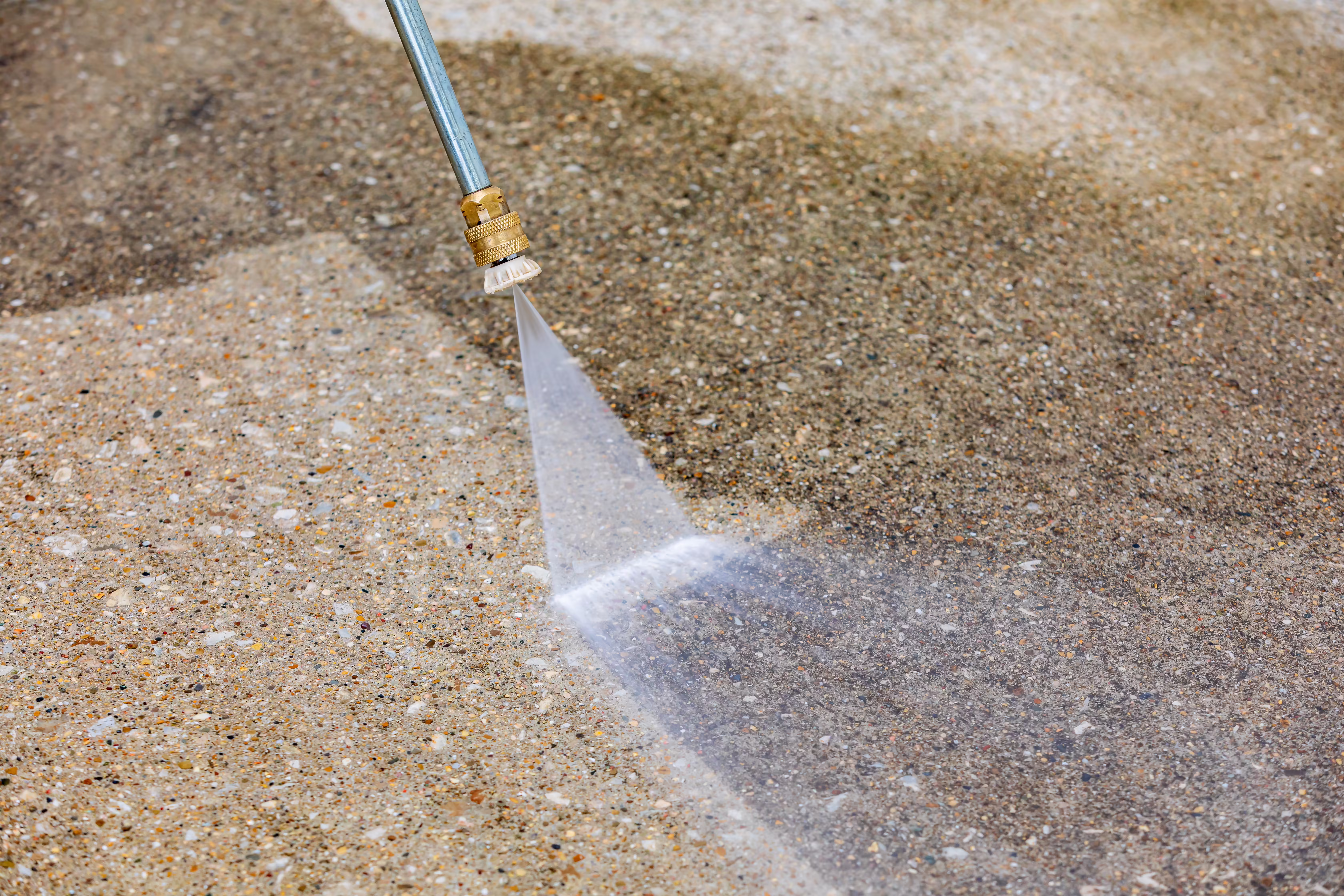 Commercial concrete cleaning equipment in operation