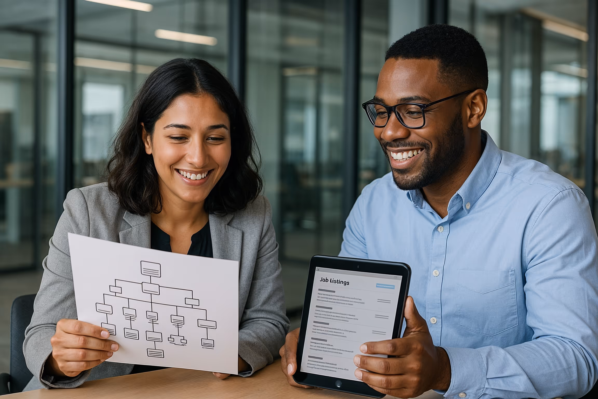 IT Certifications & Skills Training professionals reviewing network career options in a modern office