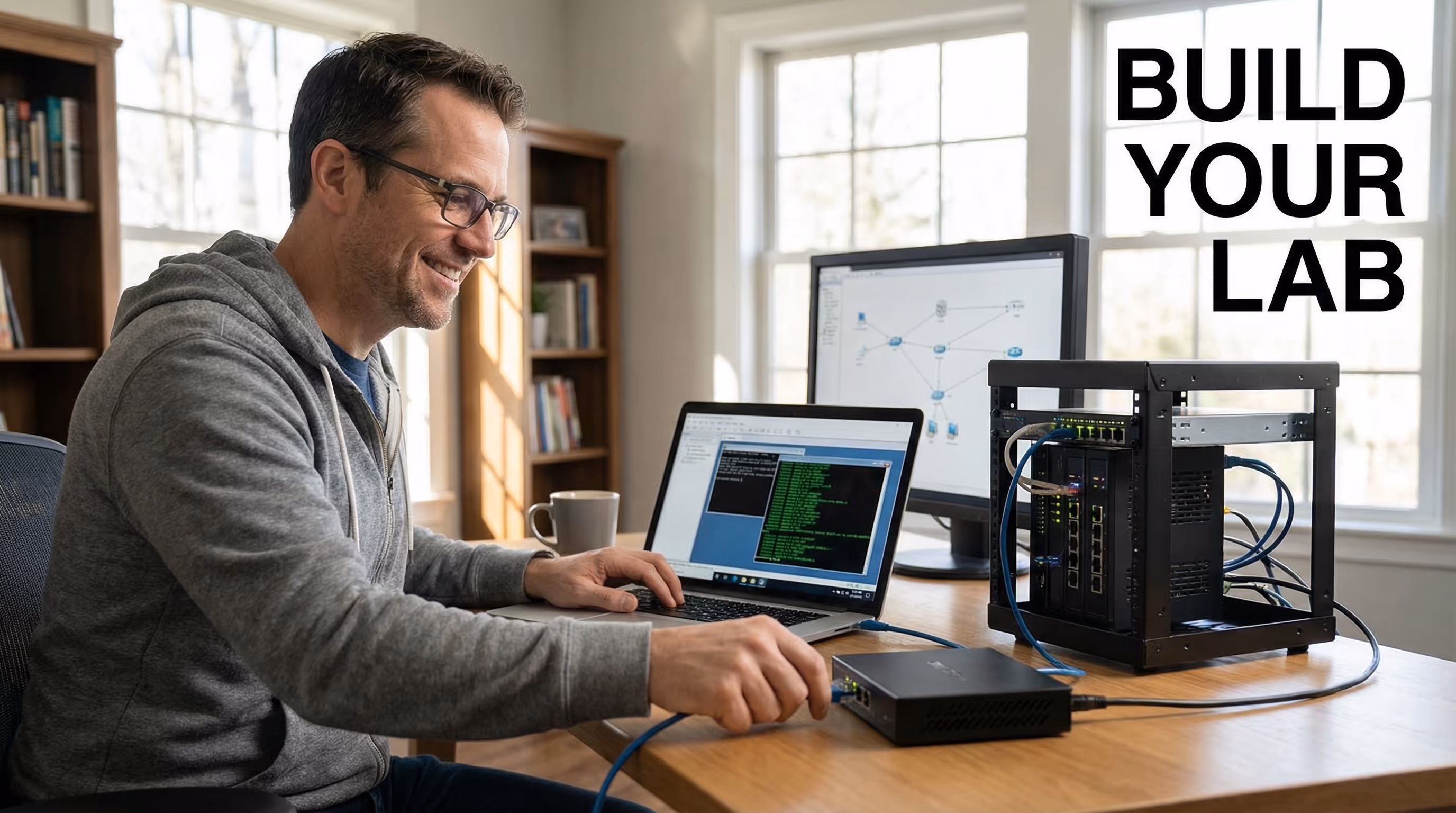 adult-setting-up-home-cybersecurity-lab-with-laptop-and-router