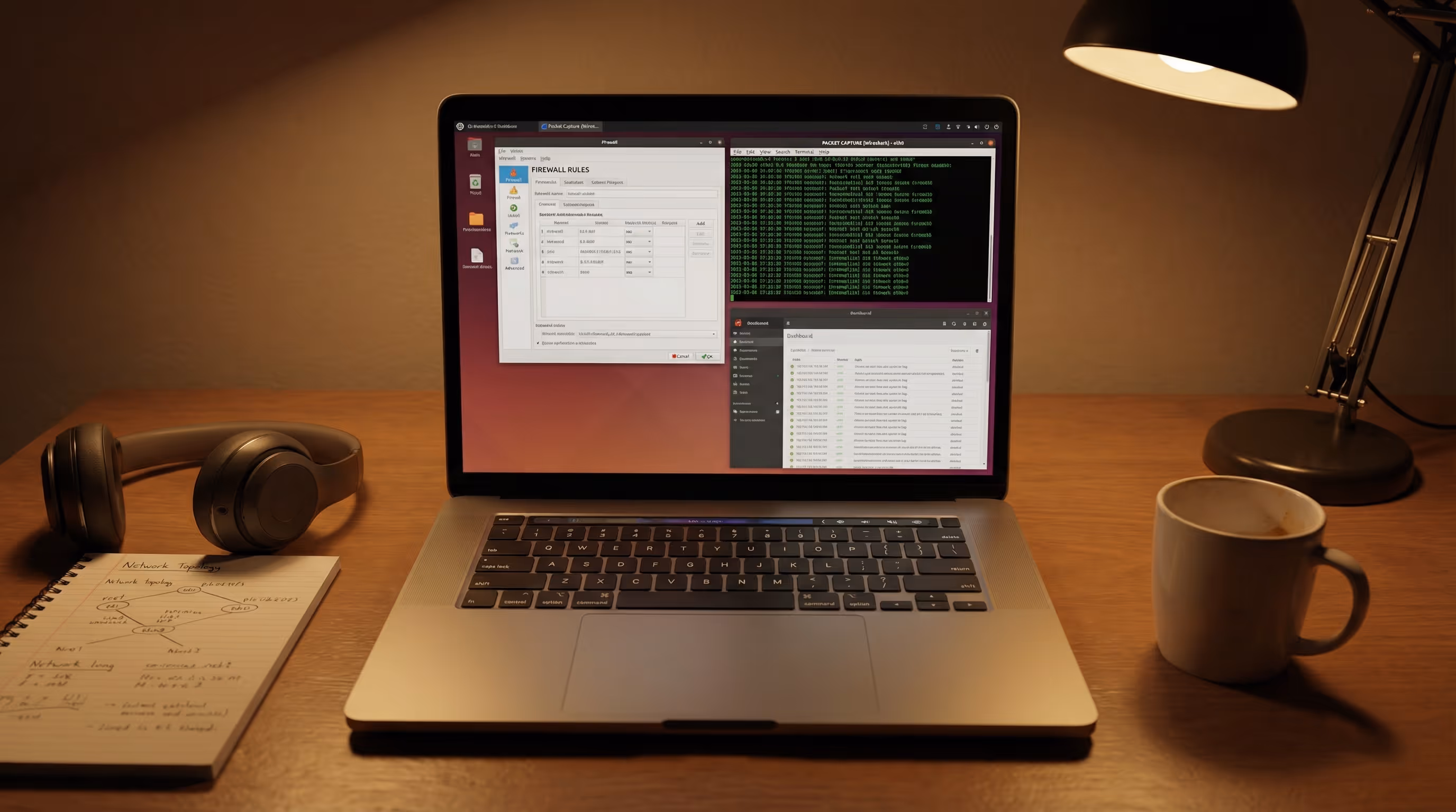 hands-on-it-lab-environment-with-network-diagrams-and-security-tools-on-screen
