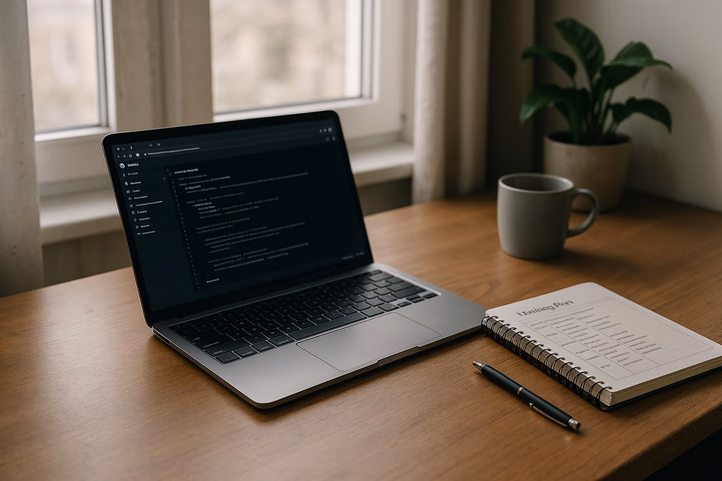 Work‑Life, Remote Roles & Personal Growth in IT — a serene home office setup emphasizing focus and balance