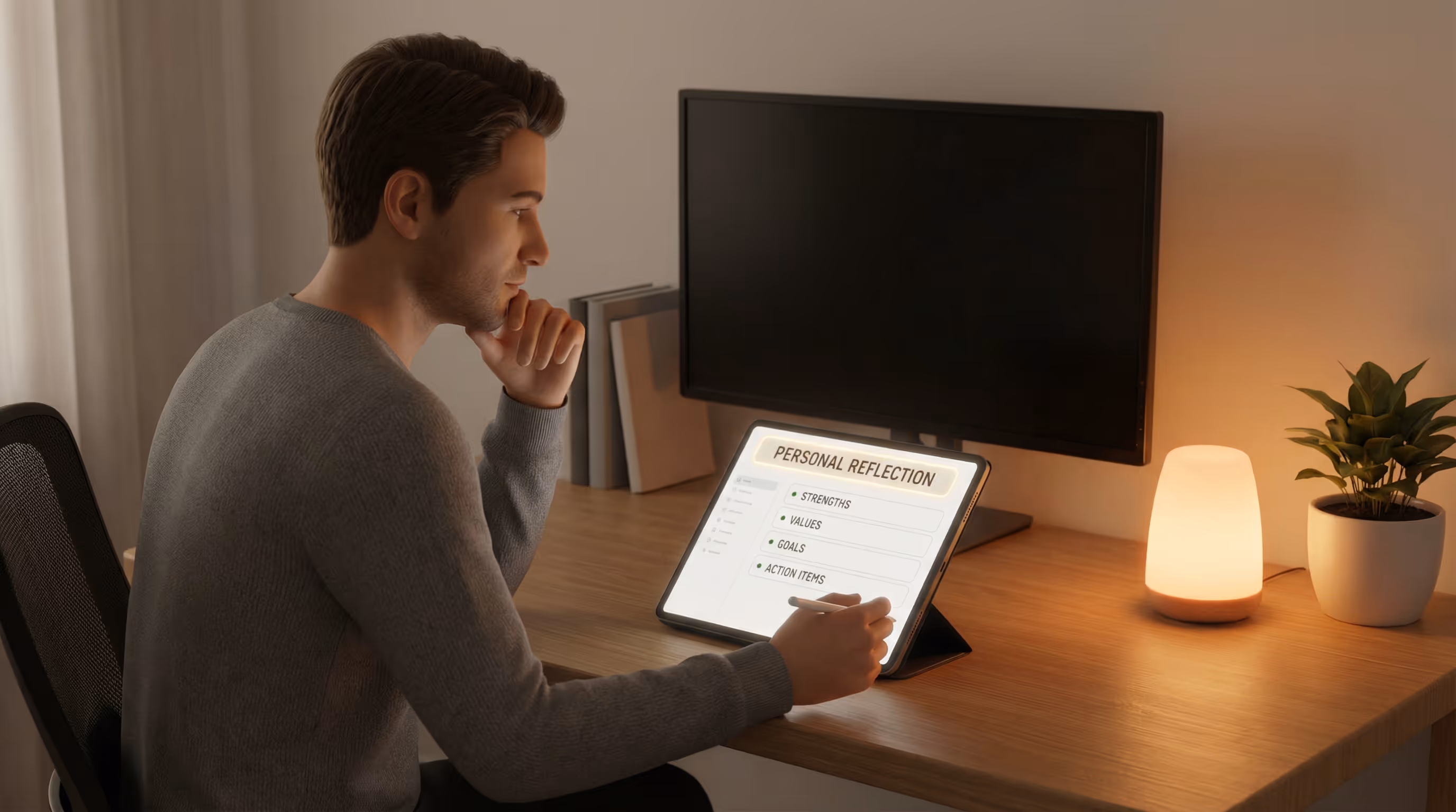 it-pro-reviewing-strengths-and-values-checklist-on-digital-tablet
