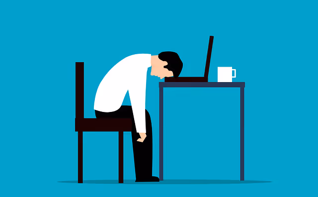 employee, desk, stress