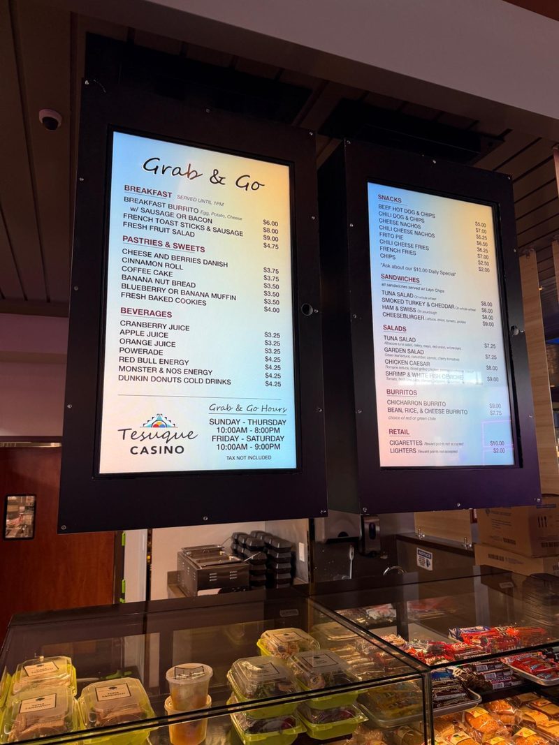 Before: backlit printed menus at the same grab and go