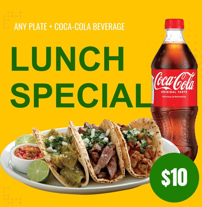 A Lunch Special social post with tacos and a drink