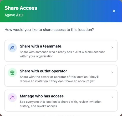 Share Access options