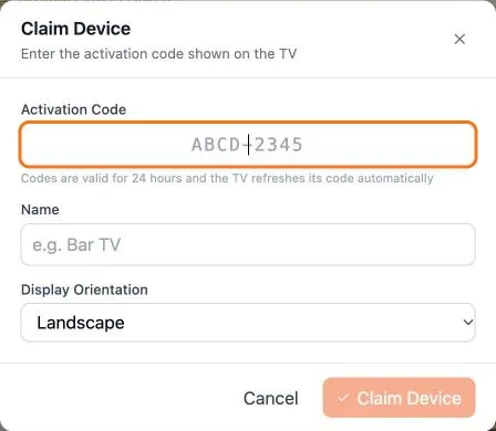 Claim Device with an activation code
