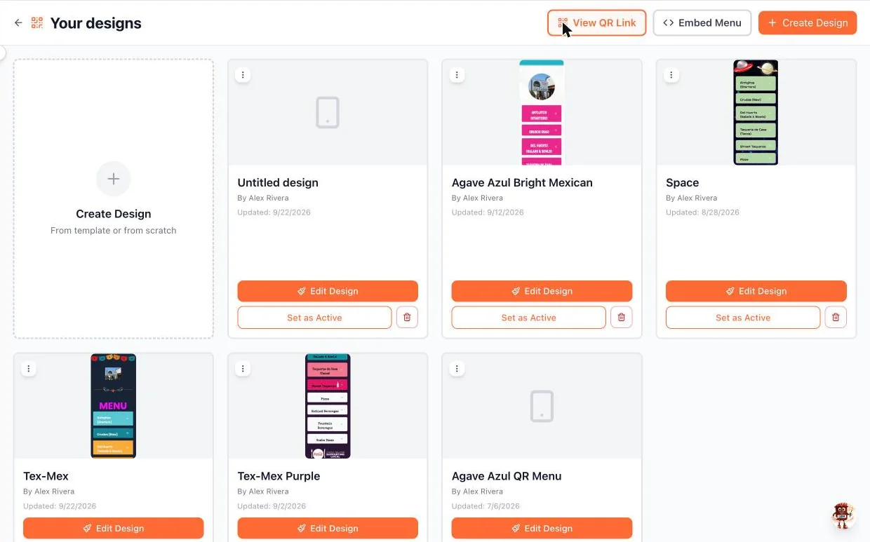 Your QR menu designs