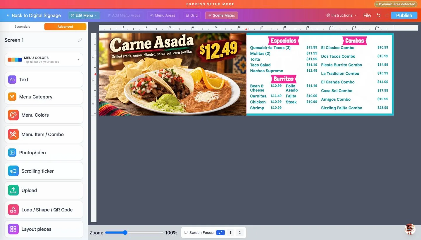 A Carne Asada slide made in the editor